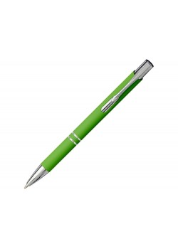 Шариковая кнопочная ручка Moneta с матовым антискользящим покрытием, лайм