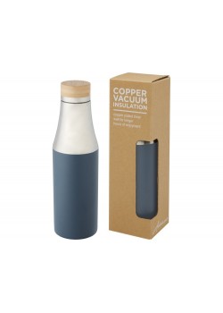 Hulan Бутылка объемом 540 мл с вакуумной изоляцией из меди и бамбуковой крышкой, синий