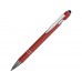 Ручка металлическая soft-touch шариковая со стилусом Sway, красный/серебристый