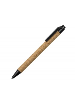 Ручка из пробки и переработанной пшеницы шариковая Evora, пробка/черный