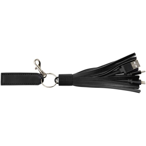 Тканевый кабель для зарядки Tassel 3-в-1, черный