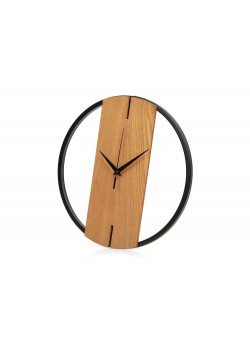 Деревянные часы с металлическим ободом, диаметр 30 см, Time Wheel, натуральный/черный