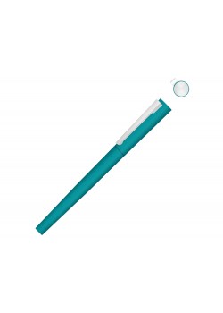 Ручка металлическая роллер Brush R GUM soft-touch с зеркальной гравировкой, бирюзовый