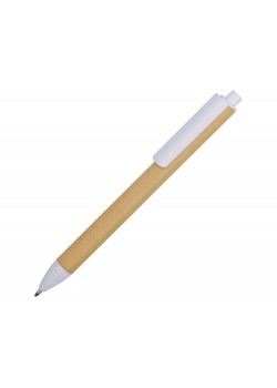 Ручка картонная пластиковая шариковая Эко 2.0, бежевый/белый