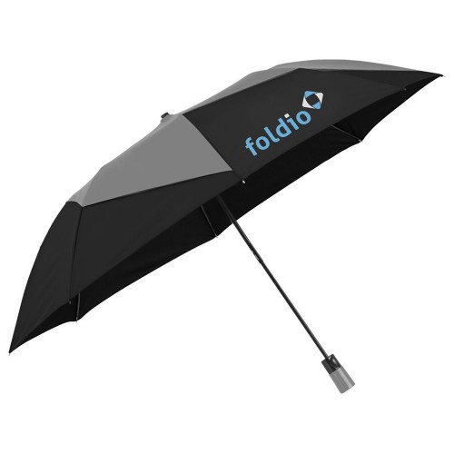 Зонт двухсекционный Pinwheel с автоматическим открытием, 23, серый/черный