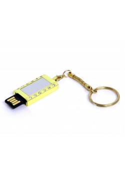 USB-флешка на 64 ГБ в виде Кулона с кристаллами, мини чип, золотой