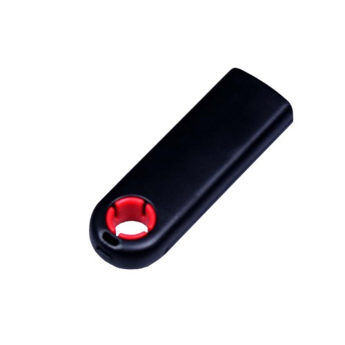 USB-флешка промо на 4 Гб прямоугольной формы, выдвижной механизм, красный