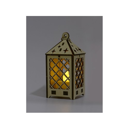 Деревянный фонарик Лампион с электрической свечой