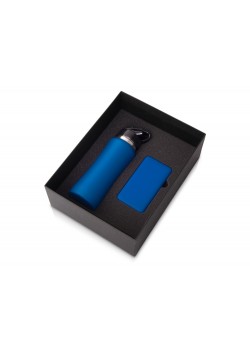 Подарочный набор с бутылкой для воды и повербанком С1, 5000 mAh, синий