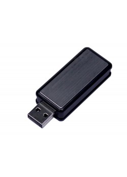 USB-флешка промо на 128 Гб прямоугольной формы, выдвижной механизм, черный