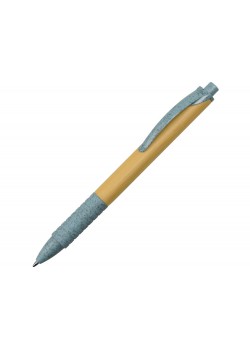 Ручка из бамбука и переработанной пшеницы шариковая Nara, бамбук/синий