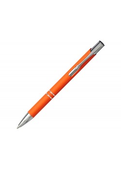 Шариковая кнопочная ручка Moneta с матовым антискользящим покрытием, оранжевый