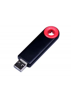 USB-флешка промо на 4 Гб прямоугольной формы, выдвижной механизм, красный