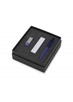 Подарочный набор Space Pro с флешкой, ручкой и зарядным устройством, синий