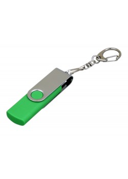 Флешка с  поворотным механизмом, c дополнительным разъемом Micro USB, 16 Гб, зеленый