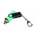 USB-флешка на 64 ГБ поворотный механизм, c двумя дополнительными разъемами MicroUSB и TypeC, зеленый