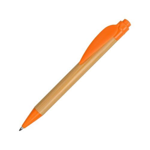 Ручка шариковая Листок, бамбук/оранжевый