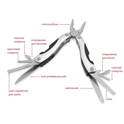 Мультиинструмент-пассатижи Находка, серебристый/черный (Р)