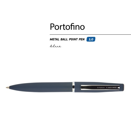 Ручка Portofino шариковая автоматическая, синий металлический корпус, 1.0 мм, синяя