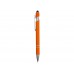 Ручка металлическая soft-touch шариковая со стилусом Sway, оранжевый/серебристый
