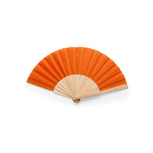 Веер CALESA с деревянными вставками и тканью из полиэстера, оранжевый