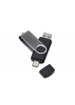 USB3.0/USB Type-C флешка на 32 Гб Квебек C, черный