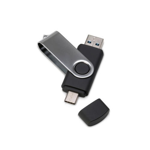 USB3.0/USB Type-C флешка на 32 Гб Квебек C, черный