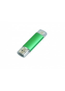 USB-флешка на 64 ГБ.c дополнительным разъемом Micro USB, зеленый