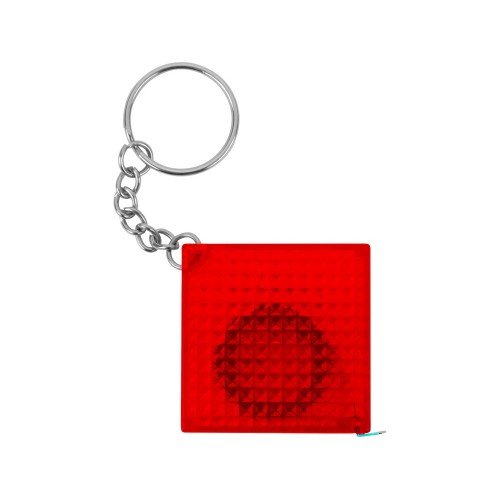 Брелок-рулетка из светоотражающего материала, 1 м., красный/серебристый