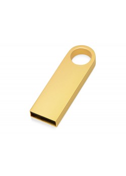 USB-флешка на 16 Гб с мини чипом, компактный дизайн с круглым отверстием., золотой