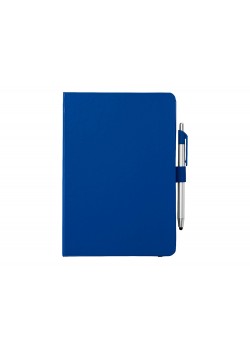 Блокнот A5 Crown с шариковой ручкой-стилусом, синий/серебристый