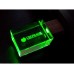 USB-флешка на 32 Гб прямоугольной формы, под гравировку 3D логотипа, материал стекло, с деревянным колпачком красного цвета, зеленый