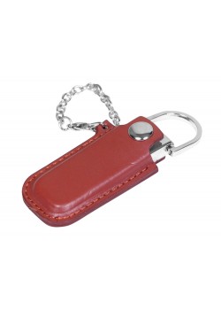 Флешка в массивном корпусе с кожаным чехлом, 16 Гб, коричневый