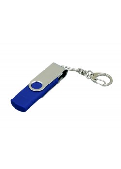 Флешка с  поворотным механизмом, c дополнительным разъемом Micro USB, 32 Гб, синий