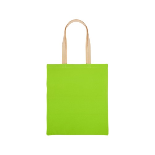 Сумка для шопинга Twin двухцветная из хлопка, 180 г/м2, зеленое яблоко/натуральный