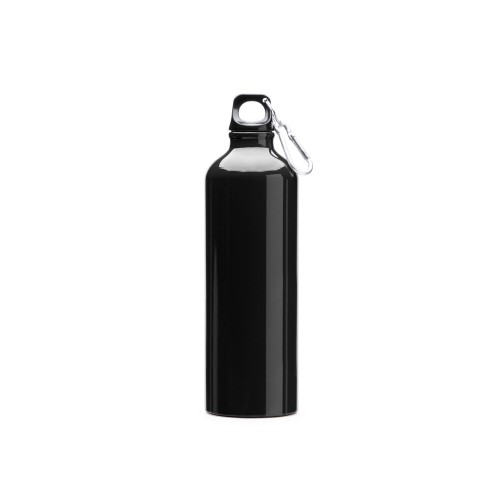 Бутылка алюминиевая с карабином, 800 мл, черный