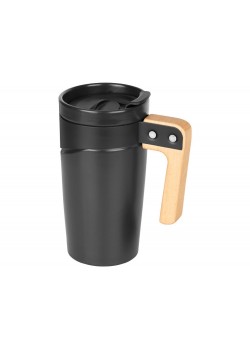 Керамическая кружка с ручкой из дерева Grotto, черный (Р)