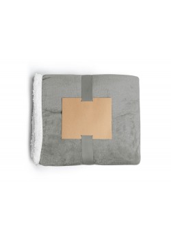 Плед GLORY флисовый, белый/серый