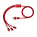 Универсальный зарядный кабель 3-в-1 с двойным входом, красный