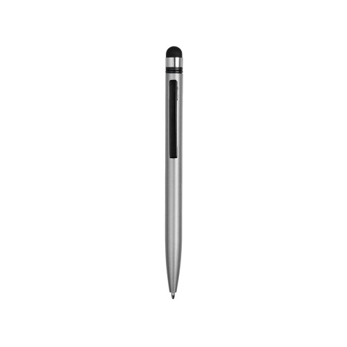 Ручка-стилус пластиковая шариковая Poke, серебристый/черный