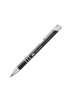 Ручка металлическая шариковая Moneta с цветной кнопкой, черный/серебристый