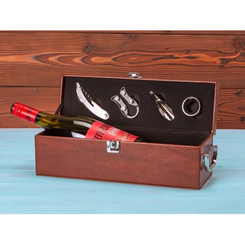Набор аксессуаров для вина в подарочной коробке Fabrizio, коричневый