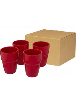 Staki подарочный набор из 4 кружек объемом 280 мл, которые устанавливаются друг на друга, красный