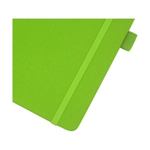 Блокнот Honua форматом A5 из переработанной бумаги с обложкой из переработанного ПЭТ, зеленый лайм