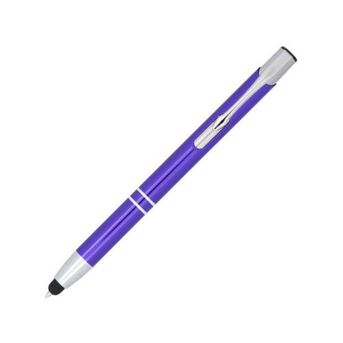 Шариковая кнопочная ручка-стилус Moneta из анодированного алюминия, пурпурный