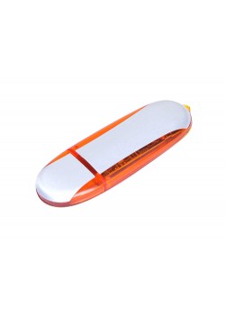 Флешка промо овальной формы, 4 Гб, серебристый/оранжевый