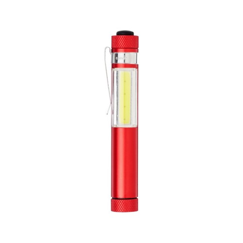 Карманный фонарик Stix с зажимом, оснащен бескорпусным чипом и магнитным держателем, красный