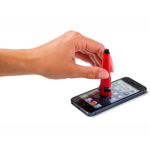 Очиститель экрана со стилусом и подставка для телефона 4 в 1, красный