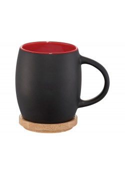 Керамическая чашка Hearth с деревянной крышкой-костером, черный/красный