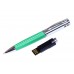 Флешка в виде ручки с мини чипом, 8 Гб, зеленый/серебристый